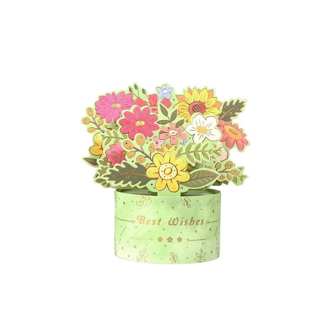 TIELUTT Bronzing Bouquet Three Greeting Card One Thought Flower Day Paper Small Note 3d Valentine Cards Couple Rings Set Promise Rings Thank You Cards for Small Business Animal Greeting Cards