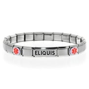 Dolceoro, ELIQUIS Medical Alert ID Bracelet, Modular Charm Style - 8-1/2"