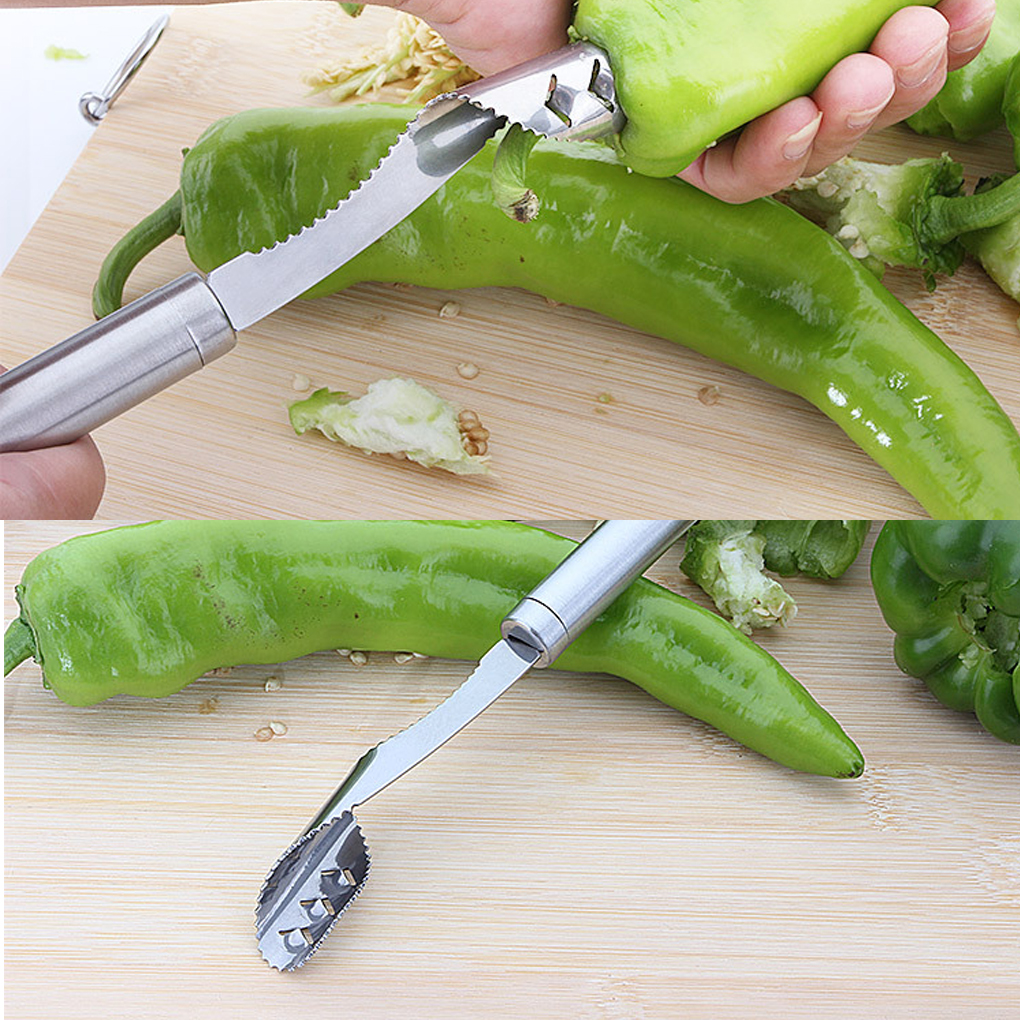 Ustyle Vegetable Fruit Pepper Corer Stainless Steel Chili Seed Remover
