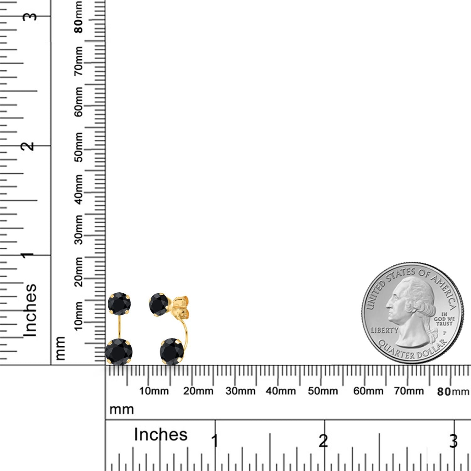 Gem Stone King 14K Yellow Gold Black Sapphire Stud Earrings for Women | 3.68 Cttw | Gemstone September Birthstone | Round 6MM