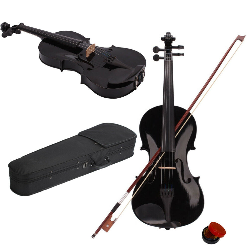 New 4/4 Acoustic Violin Case Bow Rosin Black Excellent String Instrument Violins Kit Gift for Birthday/Chirstmas/Holiday