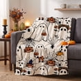 thumbnail image 6 of Pumpkin Pattern Halloween Flannel Throw Blanket, Soft Cozy Blanket for Couch, Bed, and Nap, Decorative Holiday Home Accessory, 28 x 39 Inch, 1Pack A, 6 of 7
