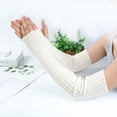 thumbnail image 2 of UJNDER Women's Winter Knitted Wool Fingerless Long Gloves for Warmth and Comfort Outfit White, 2 of 4