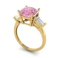 thumbnail image 2 of Three-Stone Engagement Ring for Women - 3ct Simulated Pink Diamond in 18K Yellow Gold Promise Ring, 2 of 6