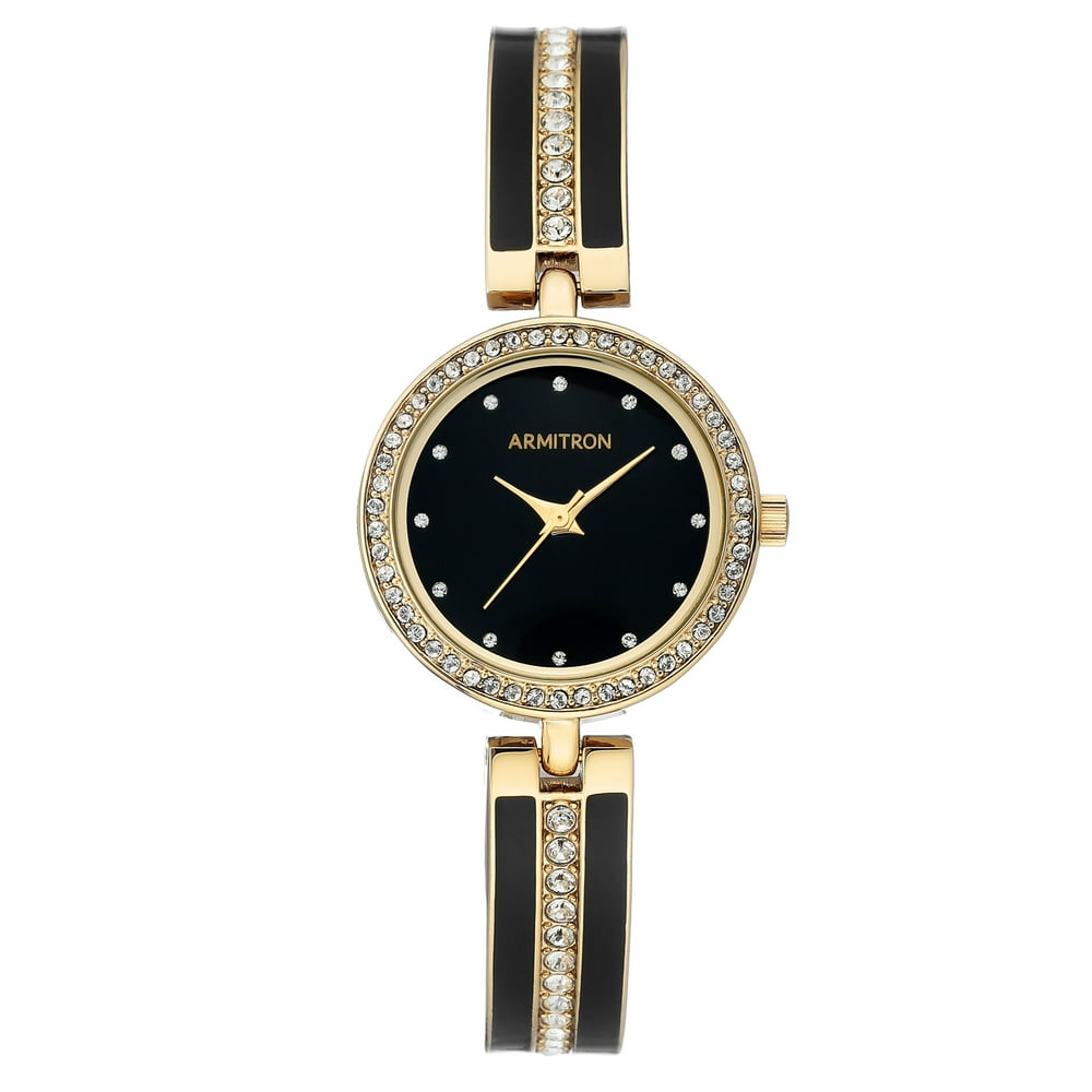 Armitron Armitron Women's Black Enamel and GoldTone Bangle Watch