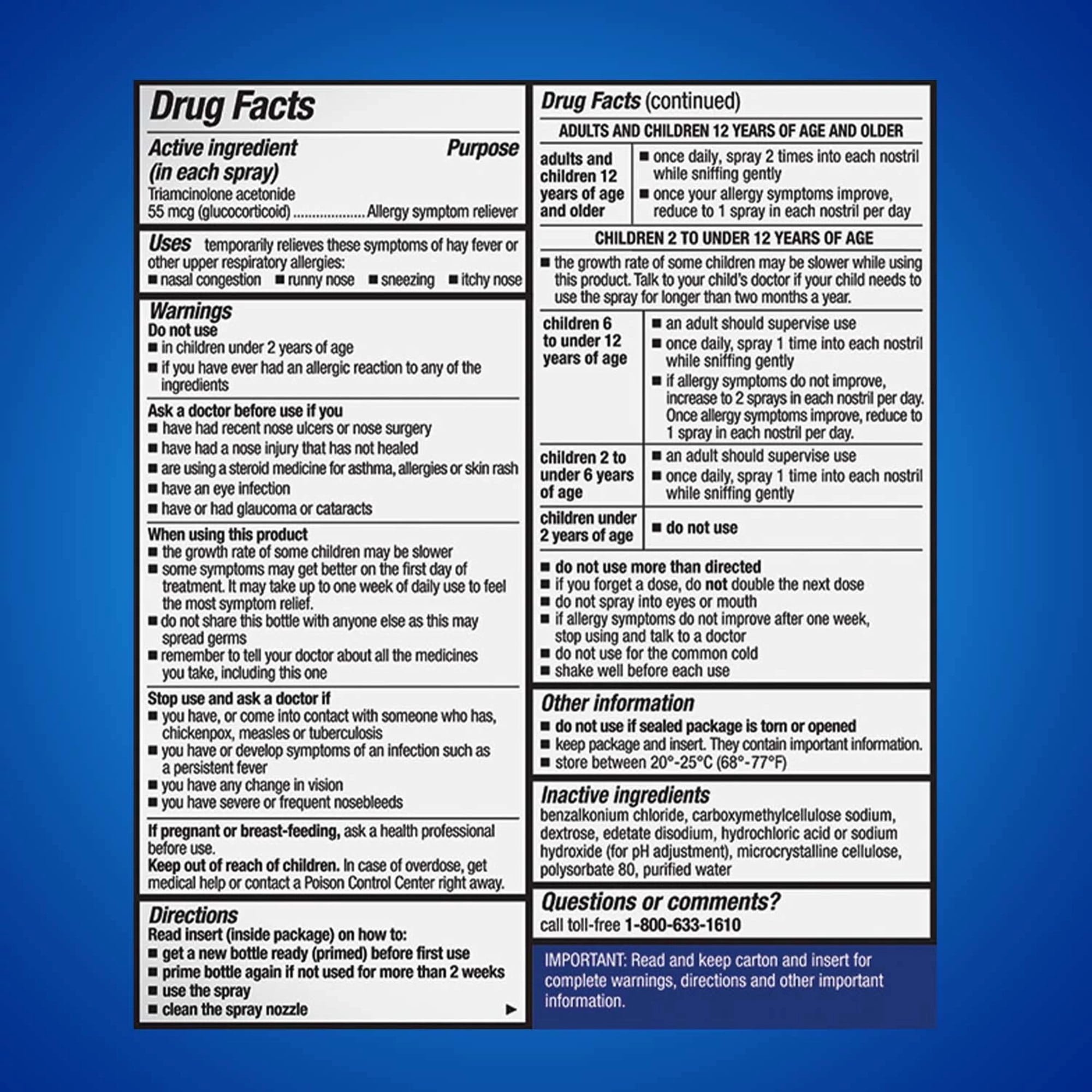 Nasacort 24HR Allergy Nasal Spray for Adults, Non-drowsy & Alcohol Free, 120 Sprays, 0.57 fl. oz.