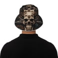 thumbnail image 5 of Bingfone Metal Style Horned Skull Bucket Hat for Men Women,Packable Reversible Printed Sun Hats,Fisherman Outdoor Travel Hiking Beach Caps, 5 of 7