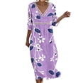 thumbnail image 2 of QUNYINEY Casual Womens Dresses Floral Beach Midi 3/4 Sleeve A Line Dress Casual Loose Fit V Neck Dresses, 2 of 6