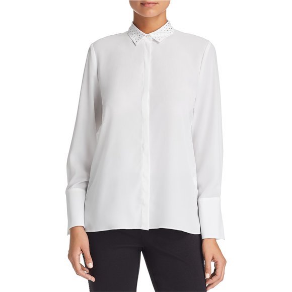 Camisa con botones de diamantes de imitación para mujer Le Gali Blanco XS