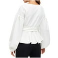 thumbnail image 2 of Women'S Clothing, Womens Shirts, Stylish Long Sleeve Women's Top Off Shoulder Design with Bow Tie Waist Feminine Blouse for Casual and Formal Occasions, 2 of 6