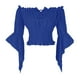 thumbnail image 3 of Chaqueta con cremallera,Blusa campesina renacentista, top de manga trompeta con hombros descubiertos, top de moda de poliéster, estilo bohemio para mujer, sopatenor, 3 of 9