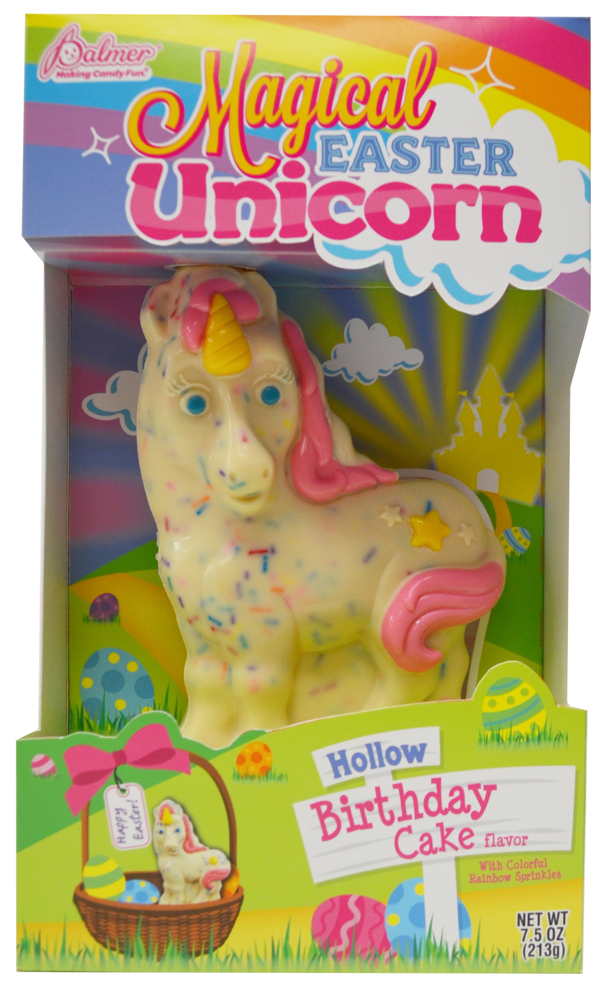 RM Palmer Magical Easter Hollow Unicorn Birthday Cake Flavor Chocolate Candy, 7.5 oz