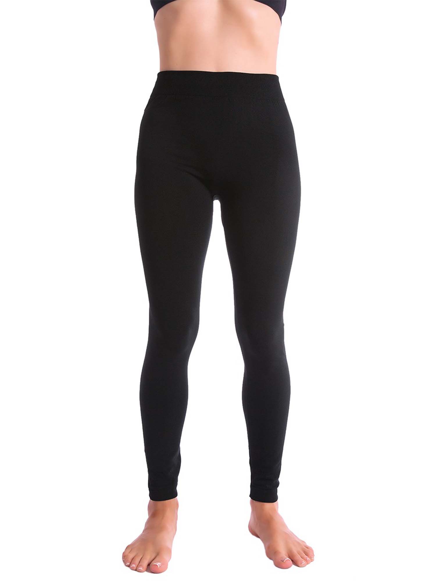 Kuda Moda 10-Pack Women's Winter Fleece Lined Thermal Leggings - Warm Full Length, One Size