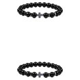 thumbnail image 1 of kurtrusly Wide Application Exquisite Beads Bracelet For Versatile Fashion Gifts Bracelets glossy black 2Set, 1 of 6