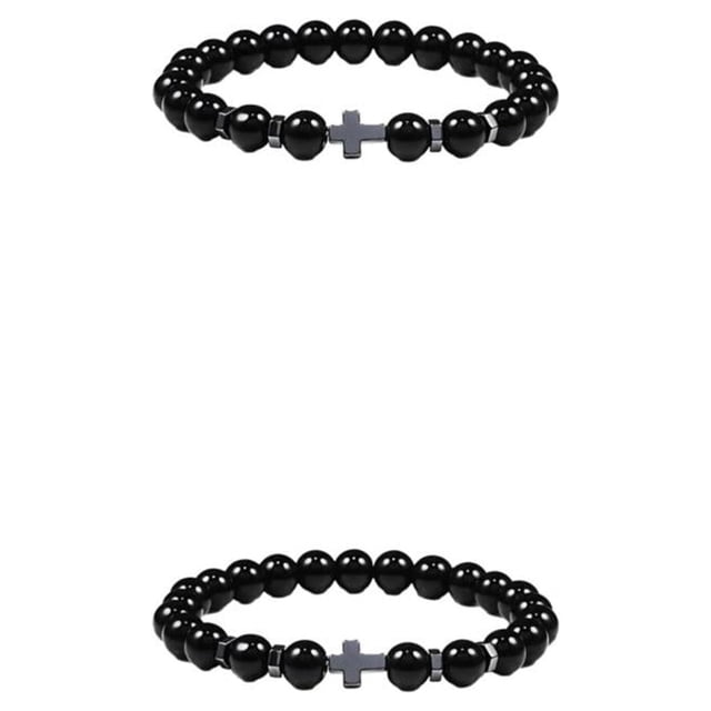 kurtrusly Wide Application Exquisite Beads Bracelet For Versatile Fashion Gifts Bracelets glossy black 2Set