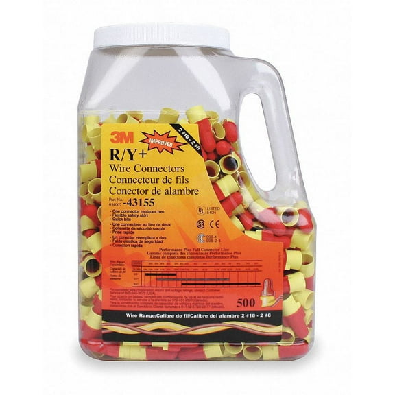 3m Twist On Wire Connector,600 V,PK500 R/Y Jug