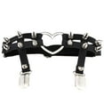 thumbnail image 1 of Braveheart 1x Women Leather Double Strap Heart Garter Elastic Rivet Stud Leg Garter Belt, 1 of 2
