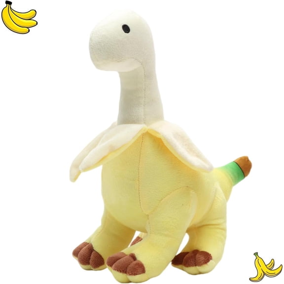 10" Banana Dinosaur Plush Toy, Yellow Stuffed Animal with Peeled Banana Design, Soft & Creative Gift for Kids Birthdays Christmas