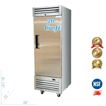 Commercial Reach-In Upright Refrigerator, 29 inch, 20 cu. ft, Stainless Steel exterior, Cooler Depot.
