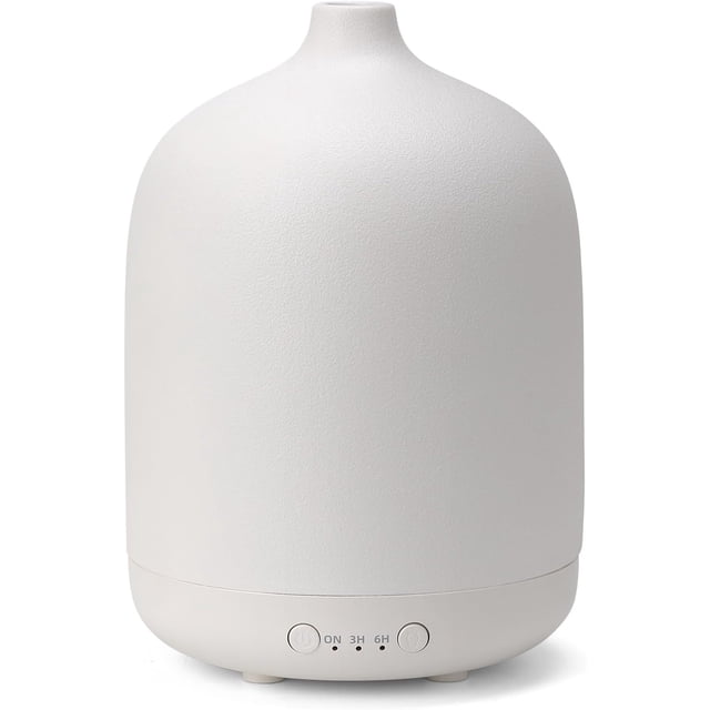 KAKODA Ceramic Essential Oil Diffusers for Home, Decorative Bedroom Aromatherapy Scent Air Diffuser Ultrasonic Aroma Defusers 250ml with Timed-White