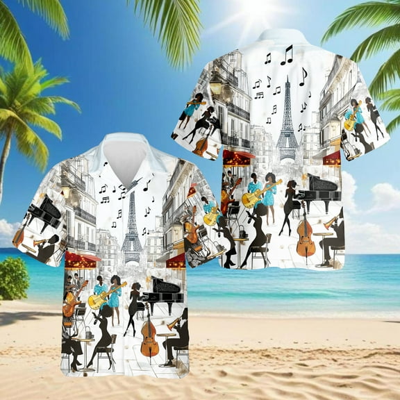 All You Need Is Jazz Hawaiian Shirt for Men, Music Lover Gifts, Button Down Summer Beach Short Sleeve, S-5XL