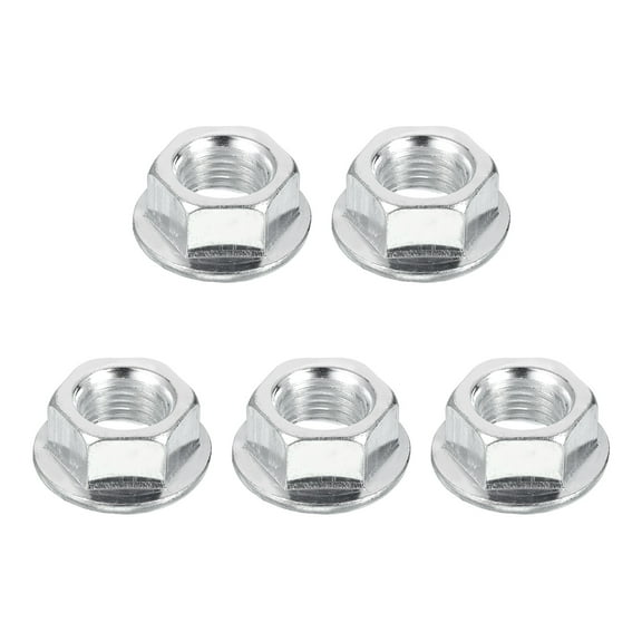 Uxcell M14x1.5mm Serrated Flange Hex Lock Nuts, 5Pcs Metric Fine Thread Carbon Steel Non-Slip Hexagon Flange Nut Fasteners for Machinery Manufacturing Industrial DIY Use, Silver