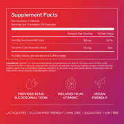 SiderAL® Forte Iron Supplement with Vitamin C, Maximum Absorption, Deficiency, 30 Capsules