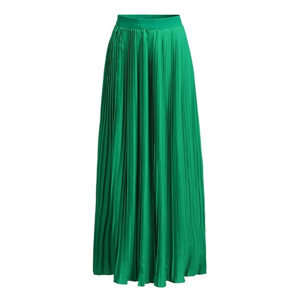 RKSTN Long Skirts for Women Fashion High Waist A-Line Fold