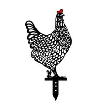 5PCS Rooster Garden Stakes - 13 Inch Chicken Silhouette Yard Art, Hollow Out Animal Decor for Outdoor Lawn, Backyard, Pathway - Durable Acrylic Rooster Statues
