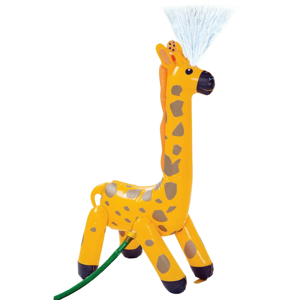 Bundaloo Inflatable Giraffe Sprinkler 3Feet Tall Blow Up Animal Yard Toy, Sprays Water from