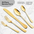 thumbnail image 2 of Silverware Set, 20 Piece Flatware Set, Stainless Steel Home Kitchen Hotel Restaurant Tableware Cutlery Set,Include Knife/Fork/Spoon,Gold, Dishwasher Safe, 2 of 7