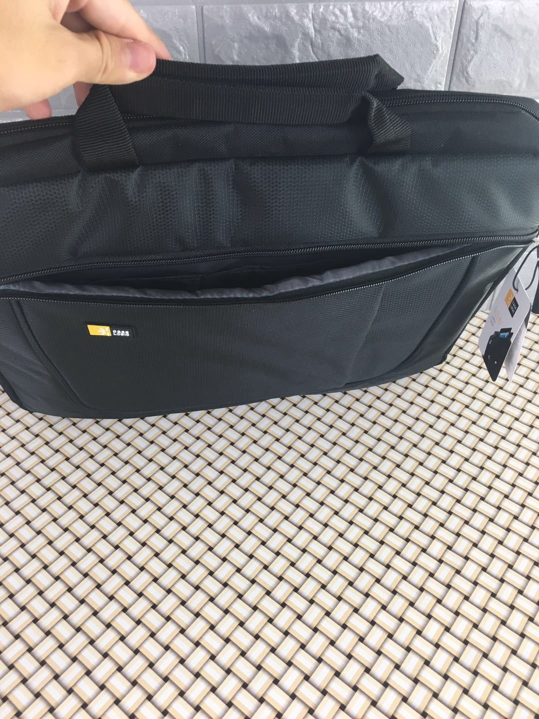 Laptop Carrying Case Shoulder Strap,15 inch Computer Bag,Side Open Messenger Bag with 4 Zipper Pockets&Handle,Black