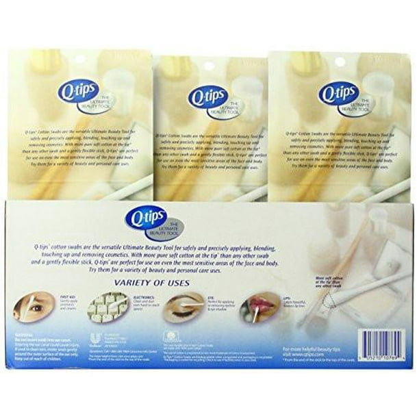 Qtips Cotton Swabs Club Pack 625 ct Pack of 3