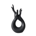 thumbnail image 3 of Jarrón de cerámica con forma de mano, diseño floral nórdico, para mesa, estilo rústico. Negro, 3 of 9