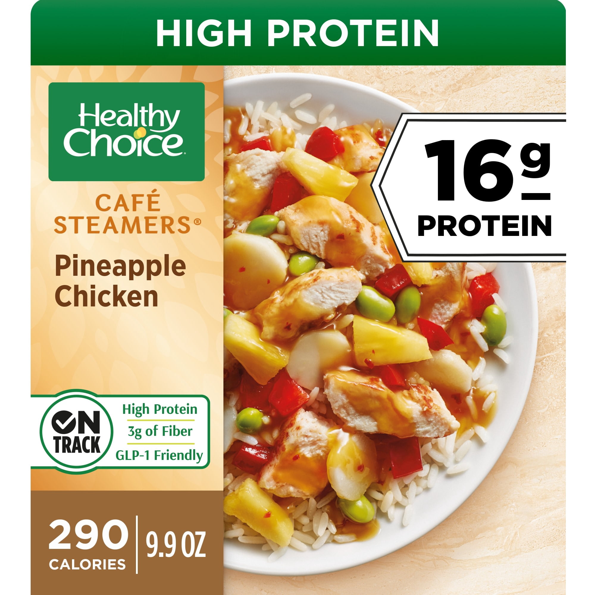 Healthy Choice Cafe Steamers Pineapple Chicken, High Protein Frozen Meal, 9.9 oz. Bowl
