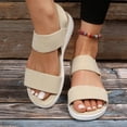 thumbnail image 2 of Zapatos de mujer de talla grande de verano, Sandalias planas tejidas con mosca con cinturón elástico informal para viaje en la espalda para mujer, 2 of 5