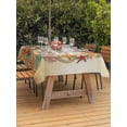 thumbnail image 3 of Outdoor Tablecloth with Umbrella Hole for Patio/Picnic/Party/Camping, Summer Coastal Waterproof Table Cloth Rectangle Table Cover Washable, Nautical Ocean Starfish Conch Coral Retro Brown (60"x 84"), 3 of 8