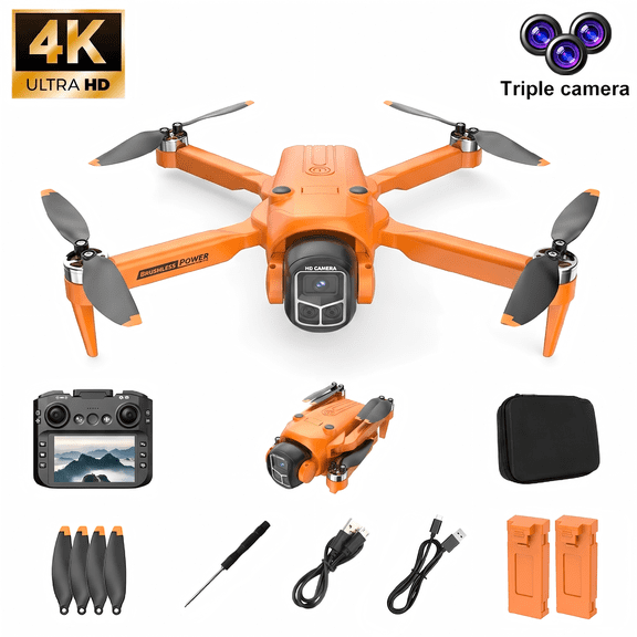 Brushless Foldable Drone with 4K Camera, 4.3" Screen Remote Control, WiFi FPV, Altitude Hold, One Key Return RC Drone for Kids Teens Beginners