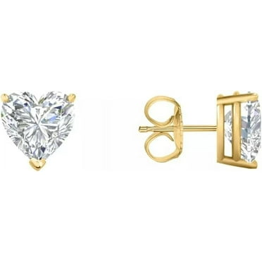 Ayansh Gems 1.25 Ct Heart Cut Diamond Stud Earrings 14k Yellow Gold