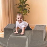 G TALECO GEAR Climbing Toys for Toddlers, 7 Pieces Indoor Baby Foam Blocks Soft Play Set with PU Leather, Kids Climb and Crawl Sliding Activity Structure Gym Playground Climber