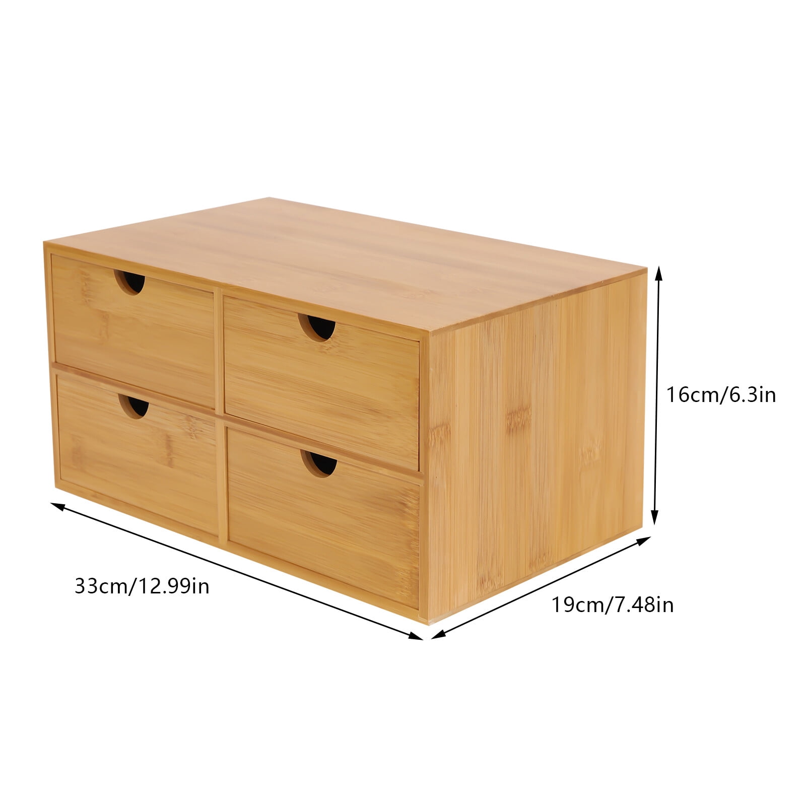Bamboo Desk Organizer with 4 Drawers, Office Tabletop Storage Organization Box