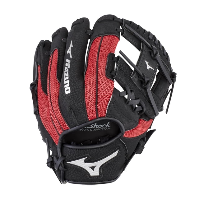Manopla deportiva Mizuno GPP1000Y3RD de 10 pulgadas para mano izquierda, negro y rojo