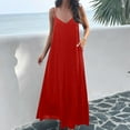thumbnail image 2 of Lindreshi Summer Dresses for Women 2024 New Women's V-neck Solid Color Elegant Hanging Strap Dress, 2 of 9