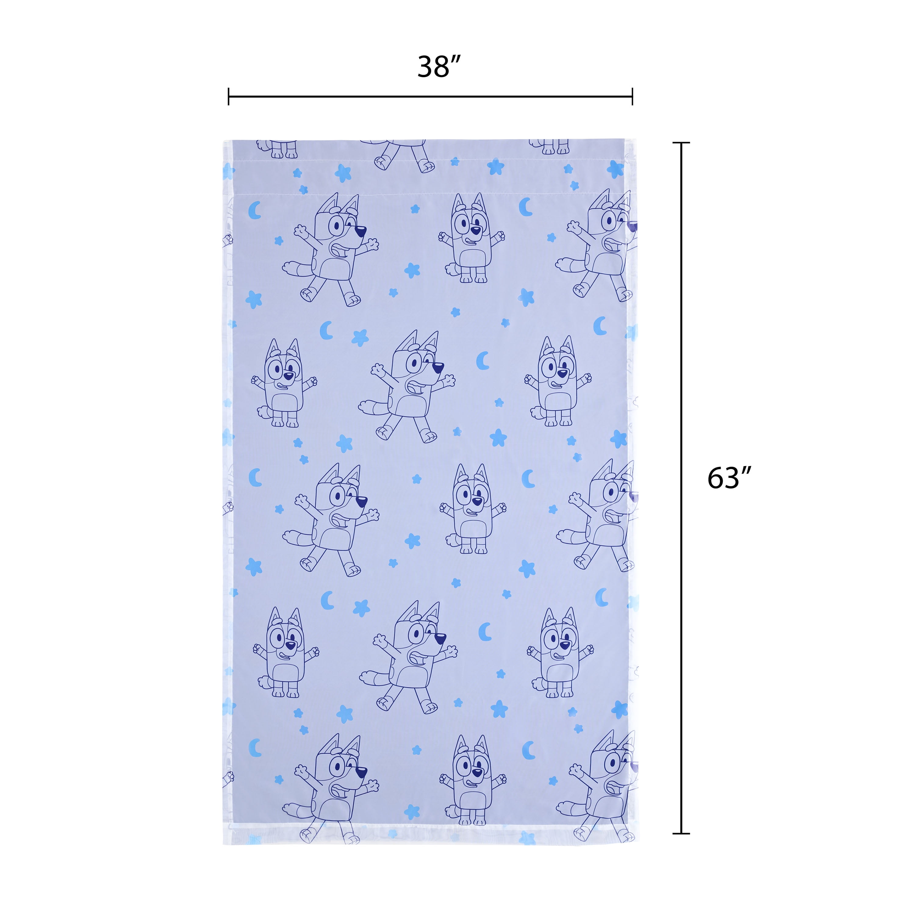 Bluey Dream Sheer and Blackout Kids Drape, 38" x 63", Blue, BBC Studios