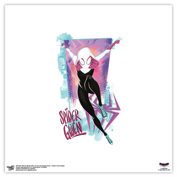 Gallery Pops Spider-Man: Across the Spider-Verse - Spider-Gwen Badge Wall Art, Unframed Version, 12" x 12"