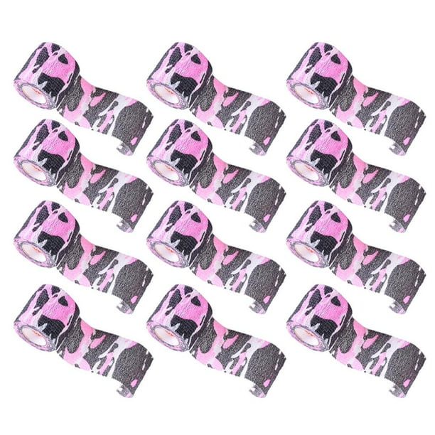 12 cintas autoadhesivas cohesivas para adultos y mascotas. Camo rosa