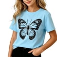 thumbnail image 2 of Babcutegg Girls' Printed Short Sleeve Crew Neck T-Shirt For Everyday Comfort And Stylish Layering Light Blue Size 3, 2 of 5