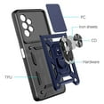 thumbnail image 3 of Rugged Case for Samsung Galaxy A32 5G Shockproof Phone Case with Camera Lens Slide Cover and Ring Holder Kickstand, Support Magnet Car Mount, Military Grade Heavy Duty Protection Cover, Blue, 3 of 7
