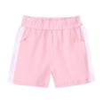 thumbnail image 2 of Kids Girls Short Sleeve Shorts Sports Suit Splicing Color Crew Neck 2-Piece Set 5-14Y, 2 of 7