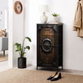 thumbnail image 6 of Industrial Dresser for Bedroom with 4 Storage Drawers Medieval Wooden Door Metal Compass Rose Emblem Spiked Dressers Chest of Drawers Steel Framed Fabric Closet Organizers for Dorm Entryway, 6 of 8